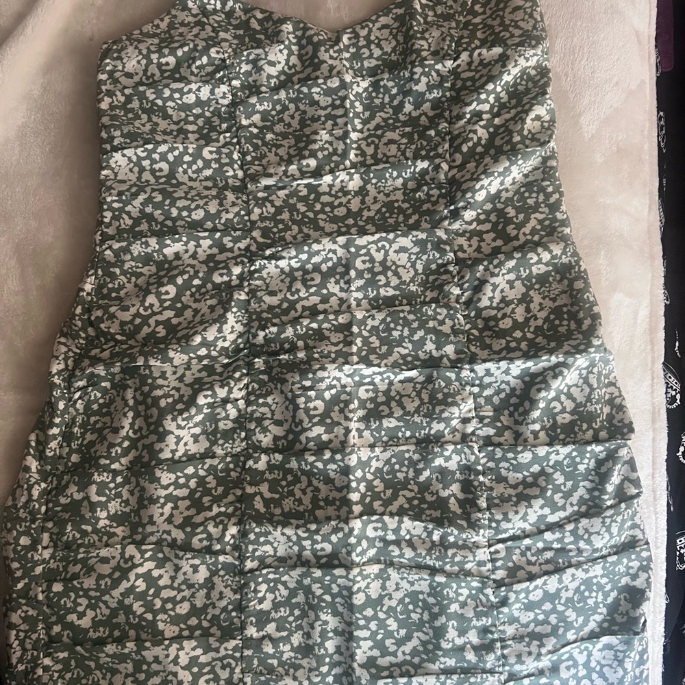Abercrombie & Fitch Green and White Strapless Dress